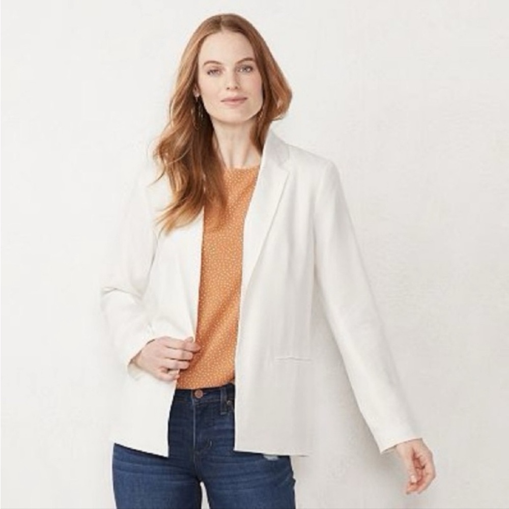 LC Lauren Conrad White Open Blazer Size XXL
